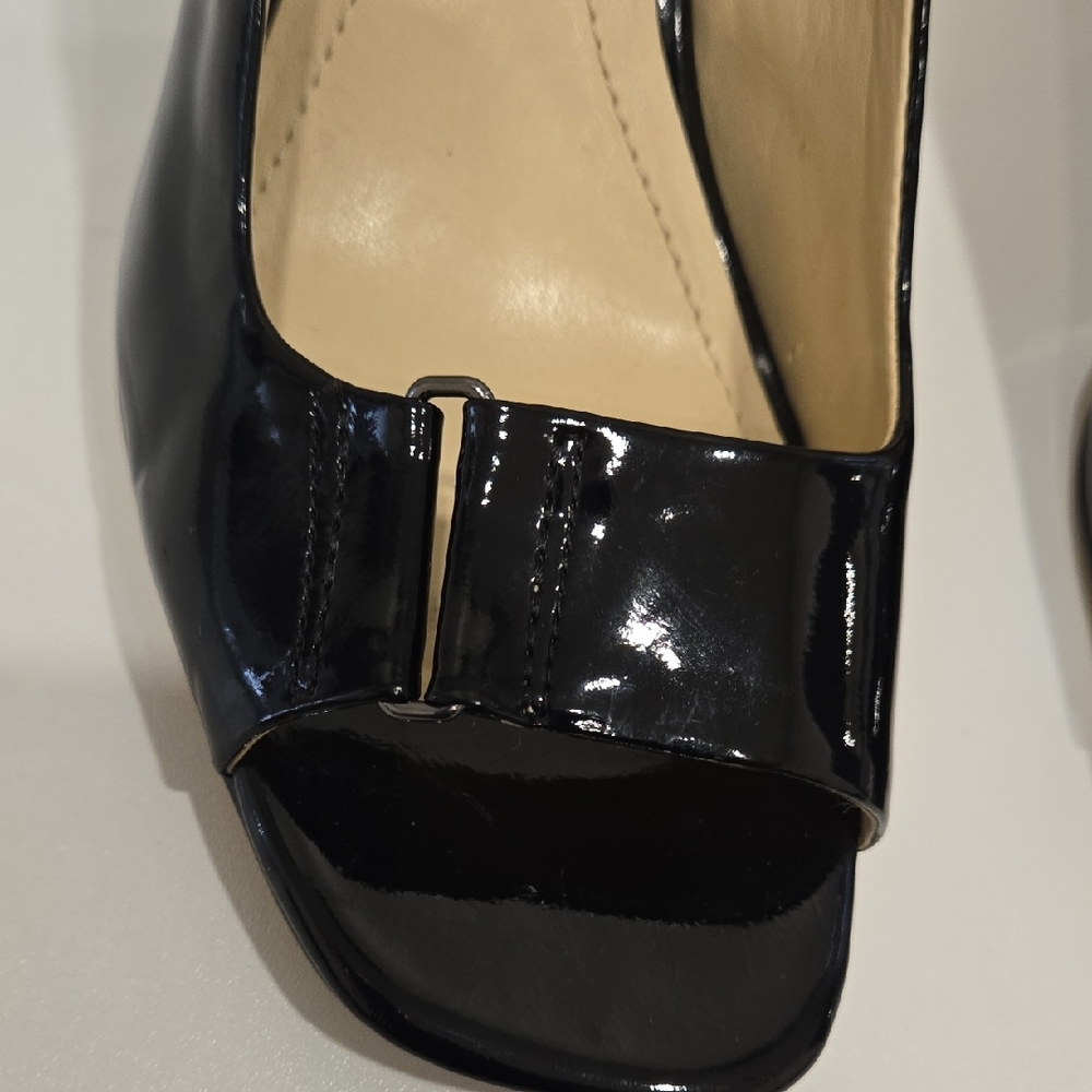 Calvin Klein Glossy Black Slingback Heels - Picture 6 of 7
